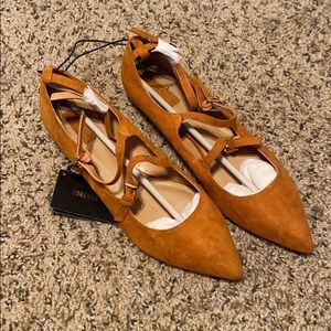 NWT Forever 21 Cognac Buckle Flats